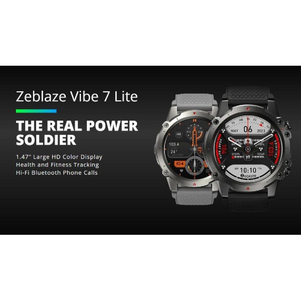 ZEBLAZE smartwatch Vibe 7 Lite, heart rate, 1.47" IPS, 3ATM/IP69K, μαύρο