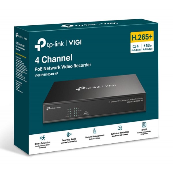 TP-LINK NVR καταγραφικό VIGI NVR1004H-4P, 8MP, 4 κανάλια PoE, Ver. 1.0