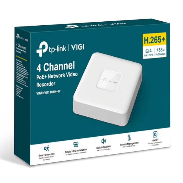 TP-LINK NVR καταγραφικό VIGI NVR1104H-4P, 8MP, 4 κανάλια PoE+, Ver. 1.0