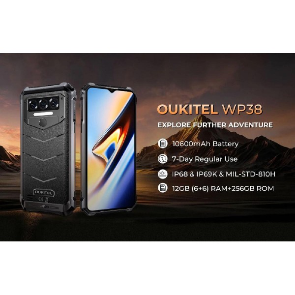 OUKITEL smartphone WP38, 6.52", 6/256GB, IP68/IP69K, 10600mAh, μαύρο