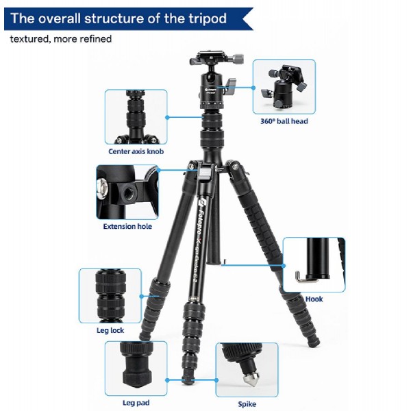 FOTOPRO τρίποδο φωτογράφισης X-go Gecko E2, πτυσσόμενο, έως 146.1cm, μαύρο