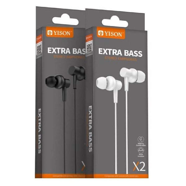 YISON earphones με μικρόφωνο X2, 3.5mm, 1.36m, λευκά