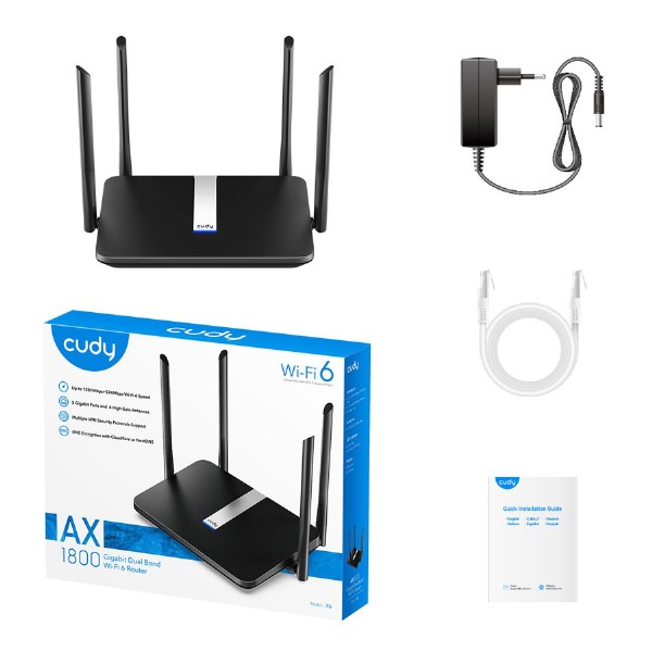 CUDY Wi-Fi 6 mesh router X6, AX1800 1800Mbps, 5x Ethernet ports