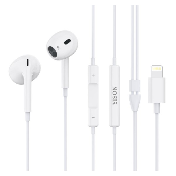 YISON earphones με μικρόφωνο X7, Lightning, 1.2m, λευκά