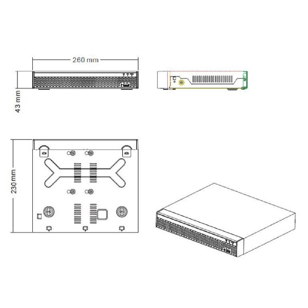 LONGSE XVR υβριδικό καταγραφικό XVRT3004D, H.265/H.264, 4 κανάλια