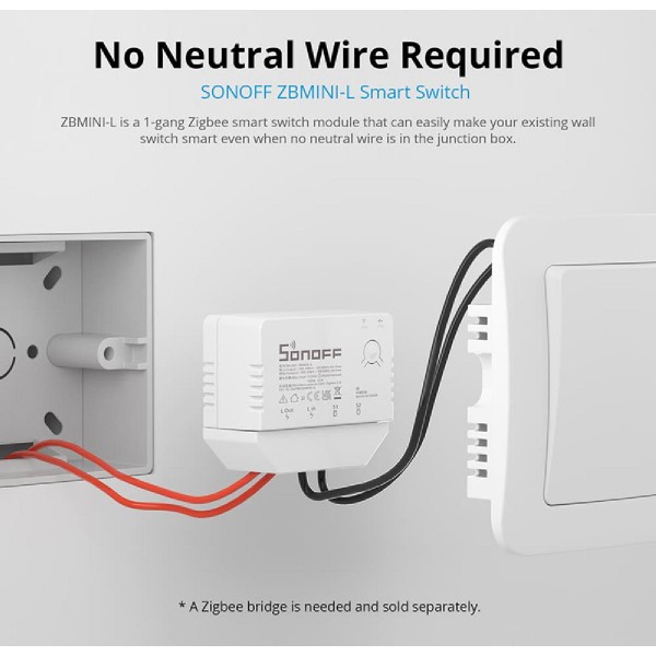 SONOFF smart διακόπτης ZBMINI-L, 1-gang, ZigBee 3.0, λευκός