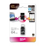 SILICON POWER Dual USB Flash Drive C31, USB 3.1 & Type-C, 64GB, μαύρο